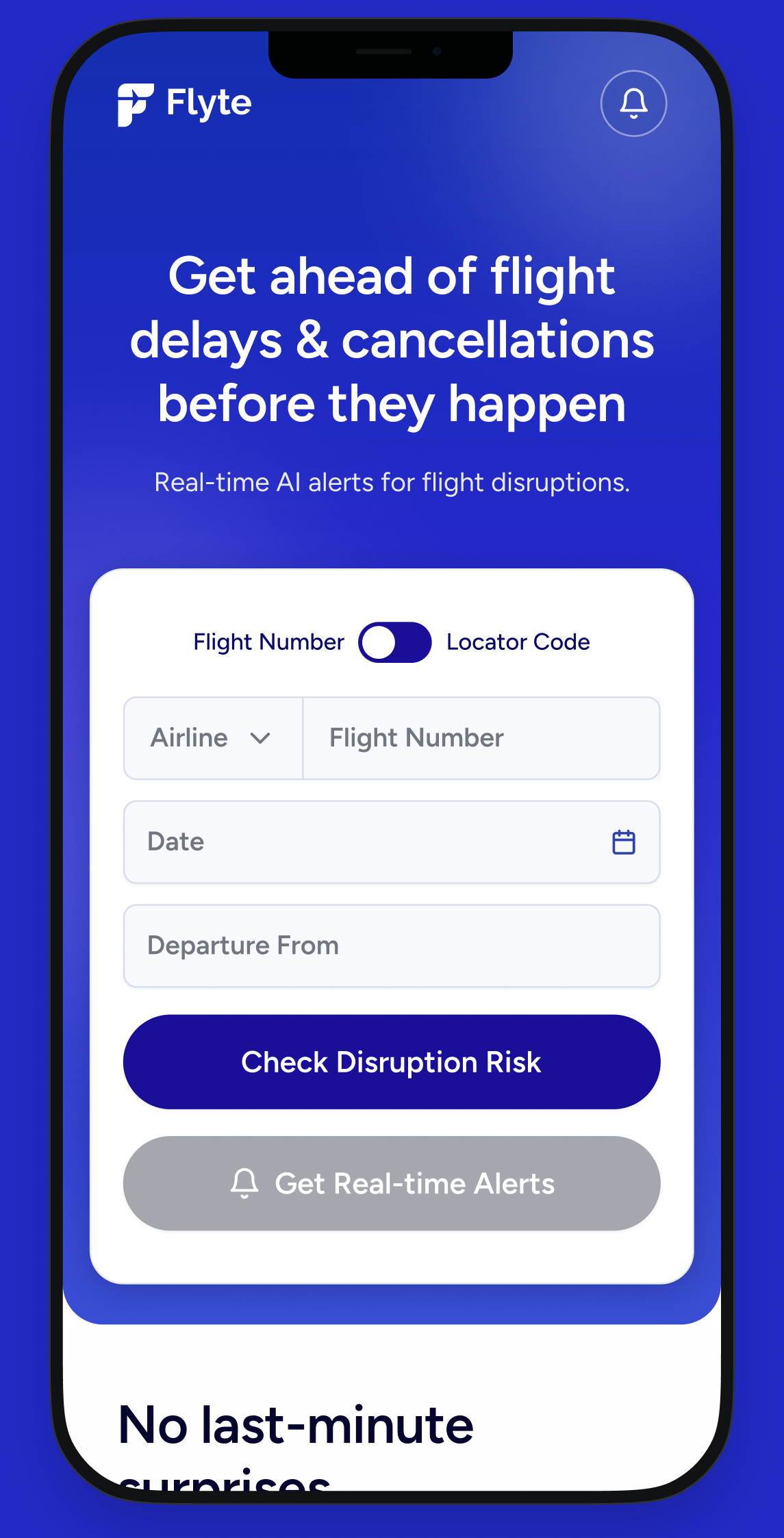 Flyte flight search on mobile