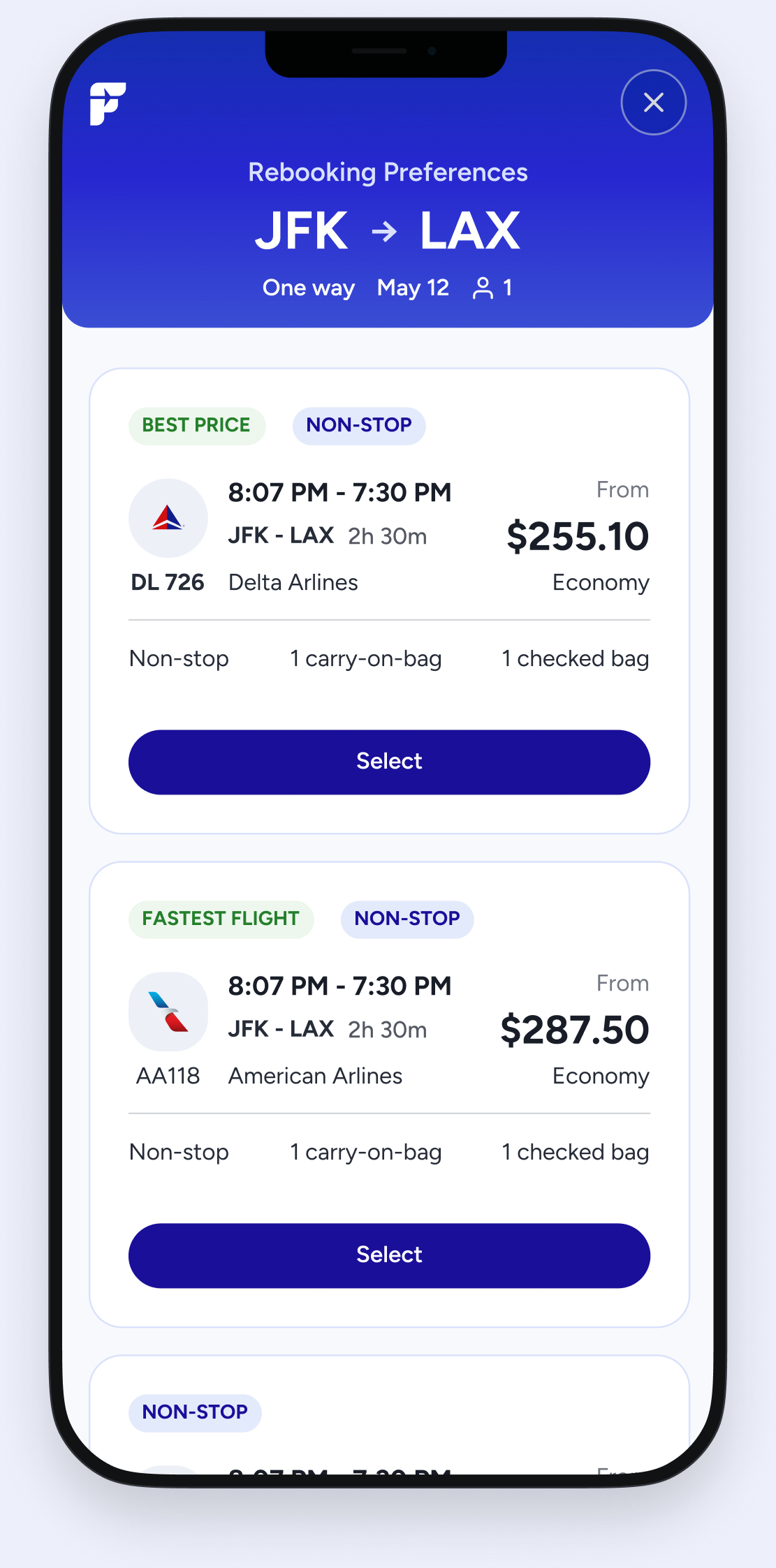 Alternative flight options