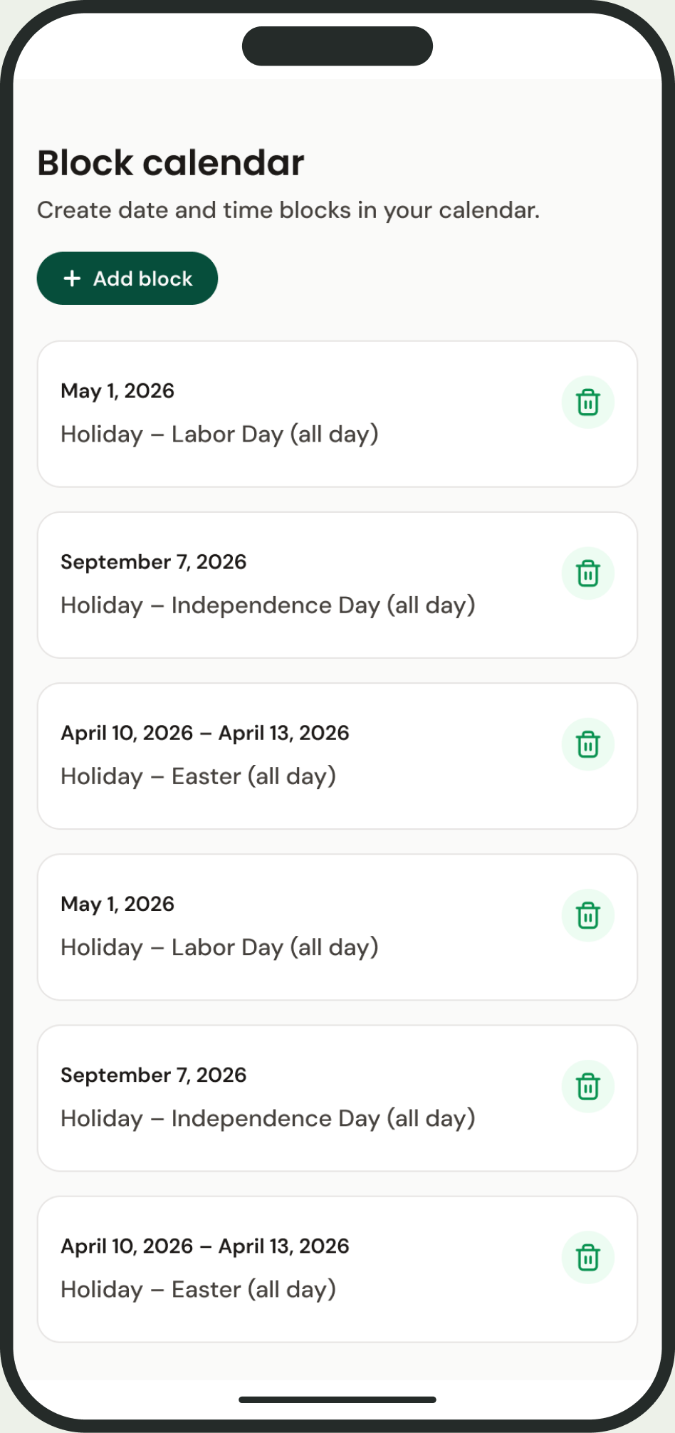 Mobile appointment details