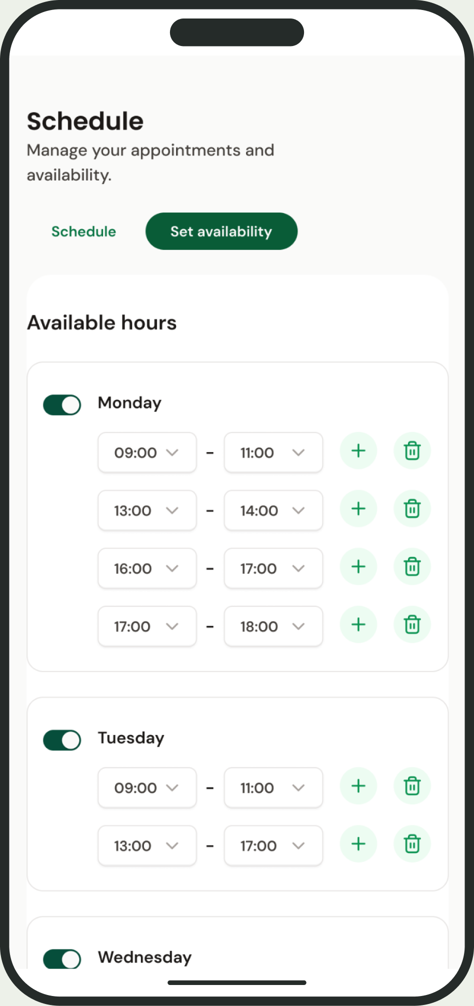 Mobile scheduling filters